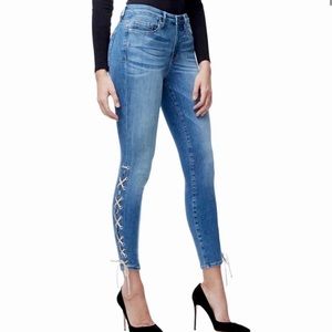 Good American High Rise Good Legs Lace Up Skinny Jeans 6/28